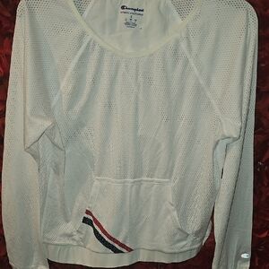 Champion NWT Women's Ivory Mesh Long Sleeve Shirt Size Small